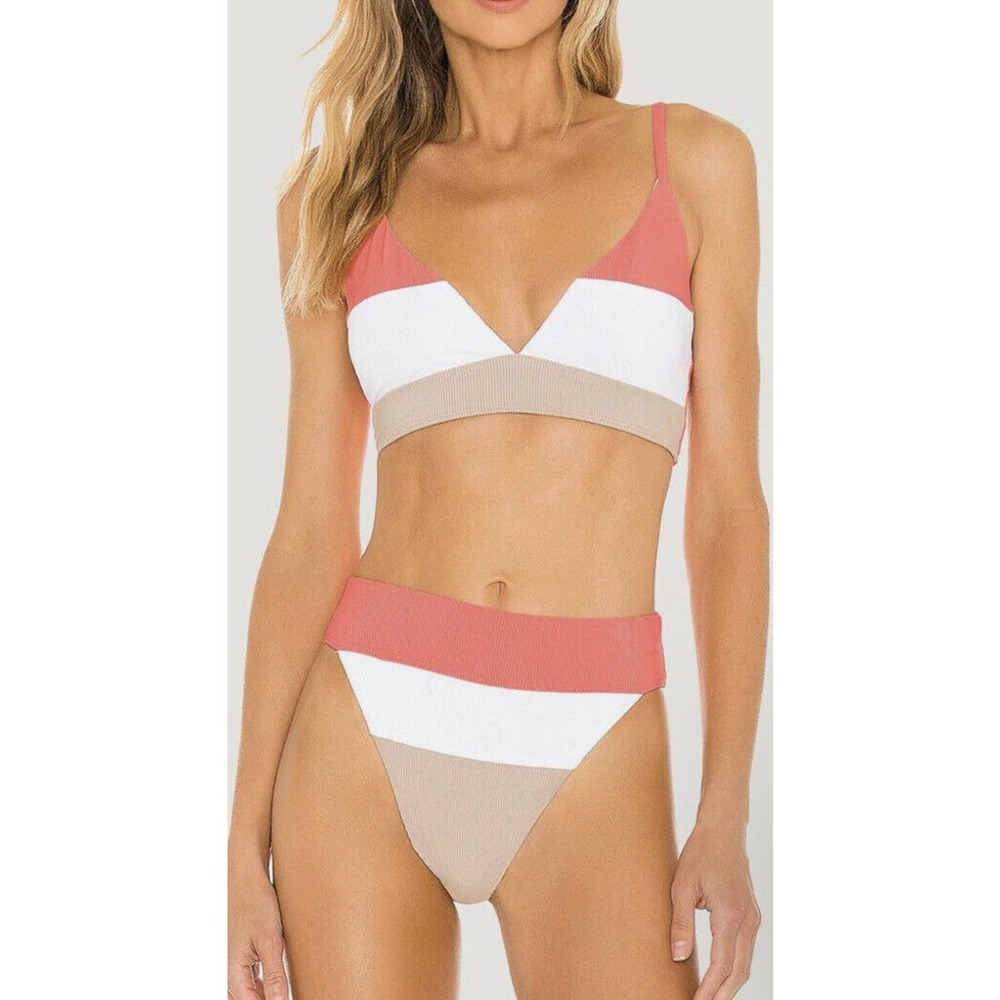 Beach Riot Riza Colorblocked Top Alexis High Waisted Bikini Bottom Size Small